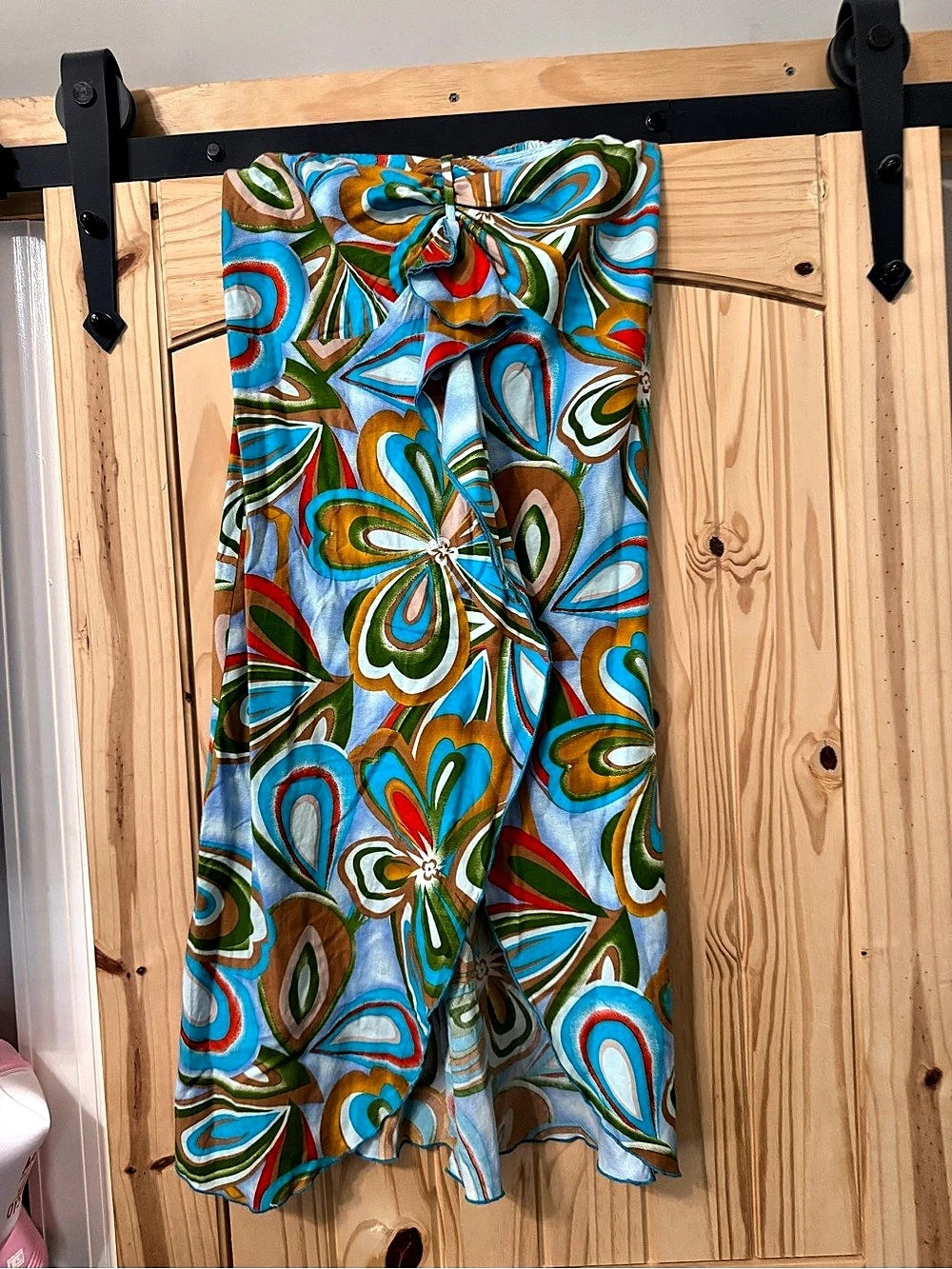 Abstract Print strapless Midi dress Size Large